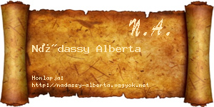 Nádassy Alberta névjegykártya